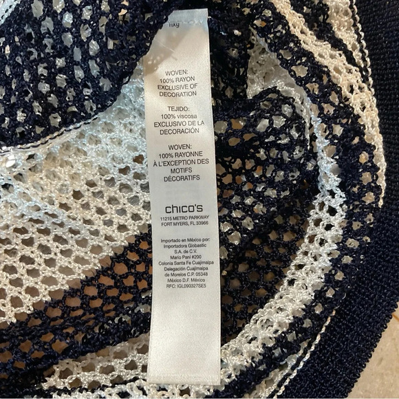 Chicos Navy and White Sweater with Silver Sequins Size 3 - Picture 4 of 13